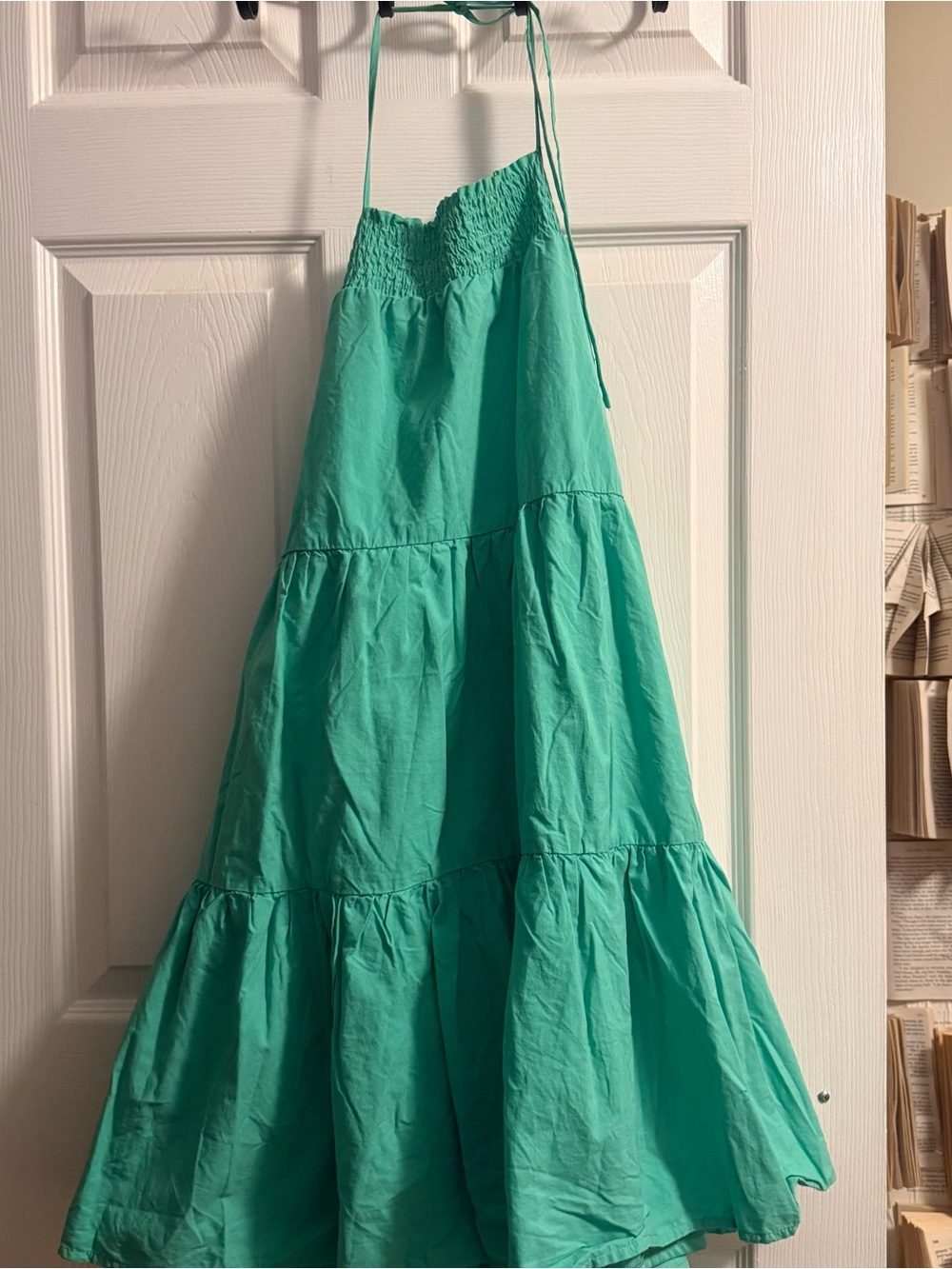 American Eagle Outfitters Teal Halter Tiered Mini Dress